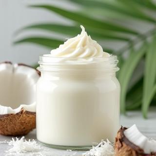Jar of coconut body butter.
