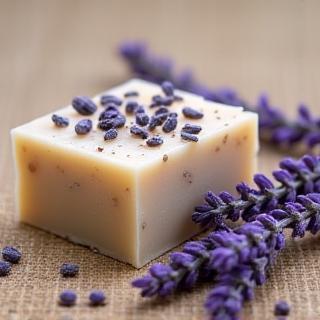 Handmade lavender soap bar.